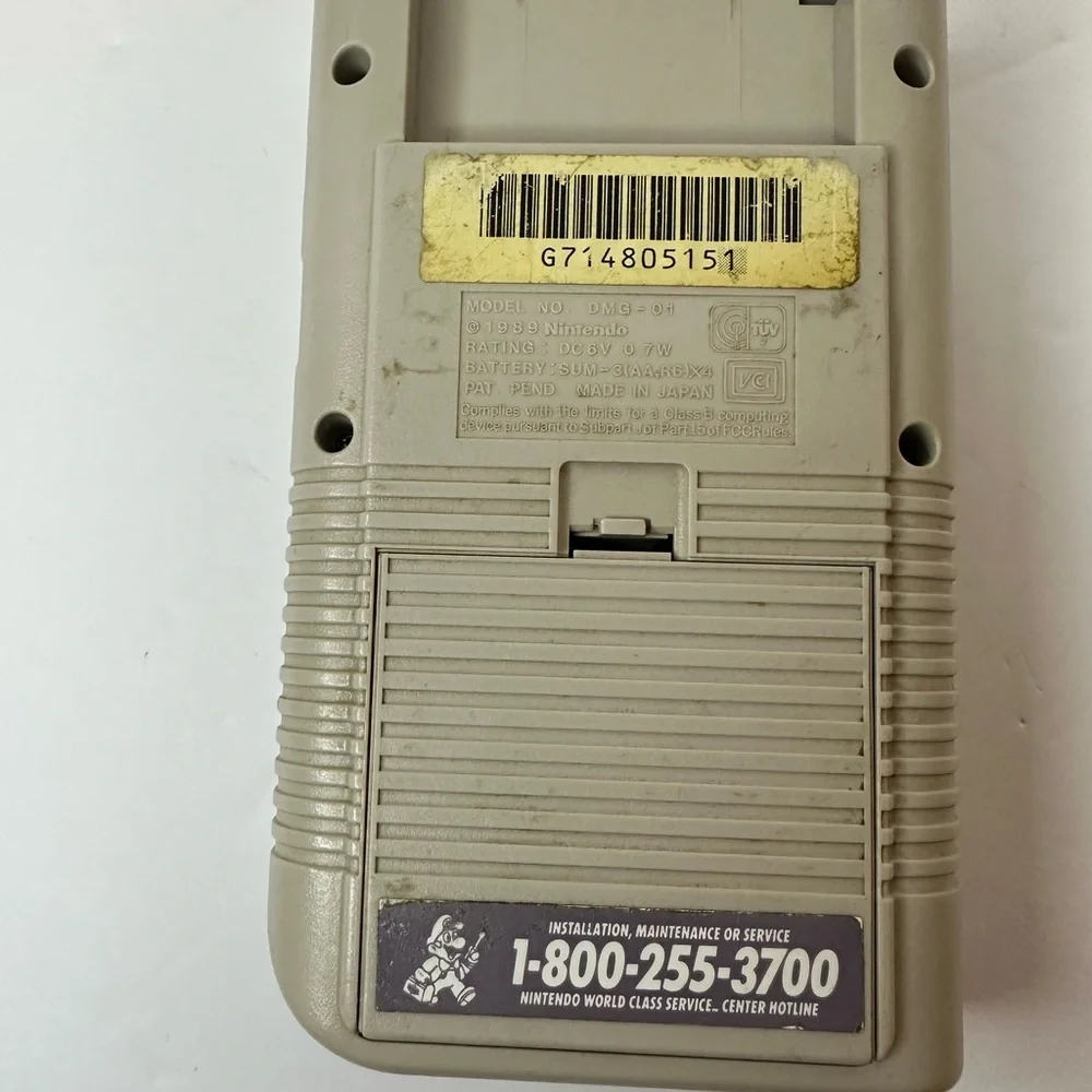 Vintage Nintendo Game Boy Portable Console in Gray with Super Mario Land
